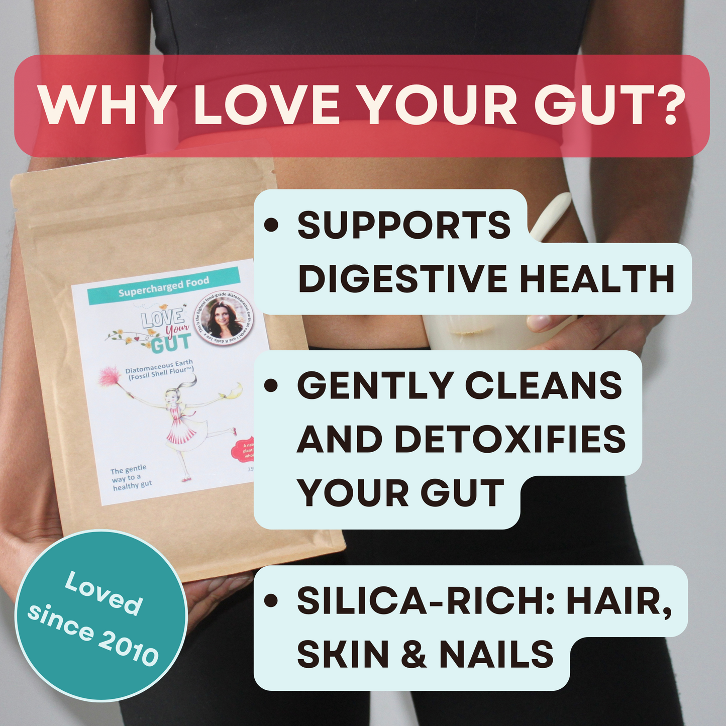 Love Your Gut Diatomaceous Earth Powder, Nutritionist-Grade, 250g